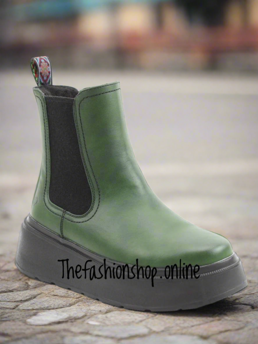 Heavenly Feet Nera Ankle Boot in Leaf Green sizes 4 8 The Fashion Shop