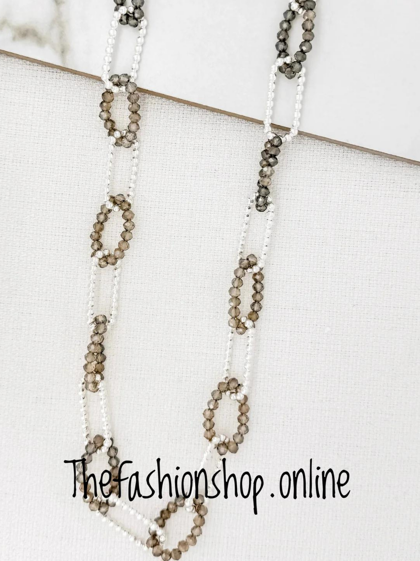 Envy long silver and grey beaded loops necklace