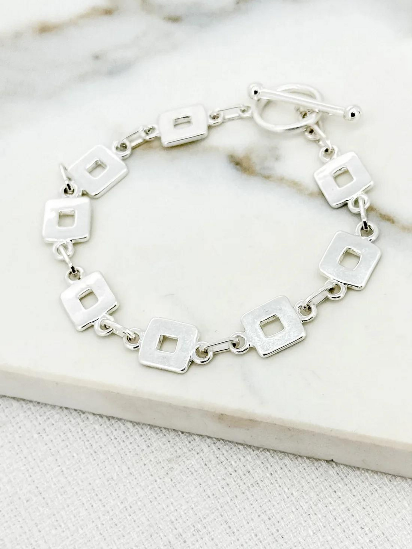 Envy silver T-bar bracelet with square links