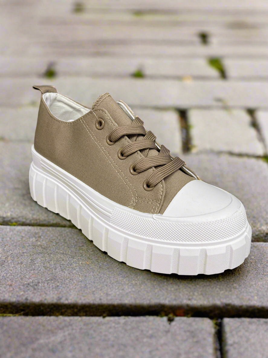 Taupe chunky platform sole trainer 4-8