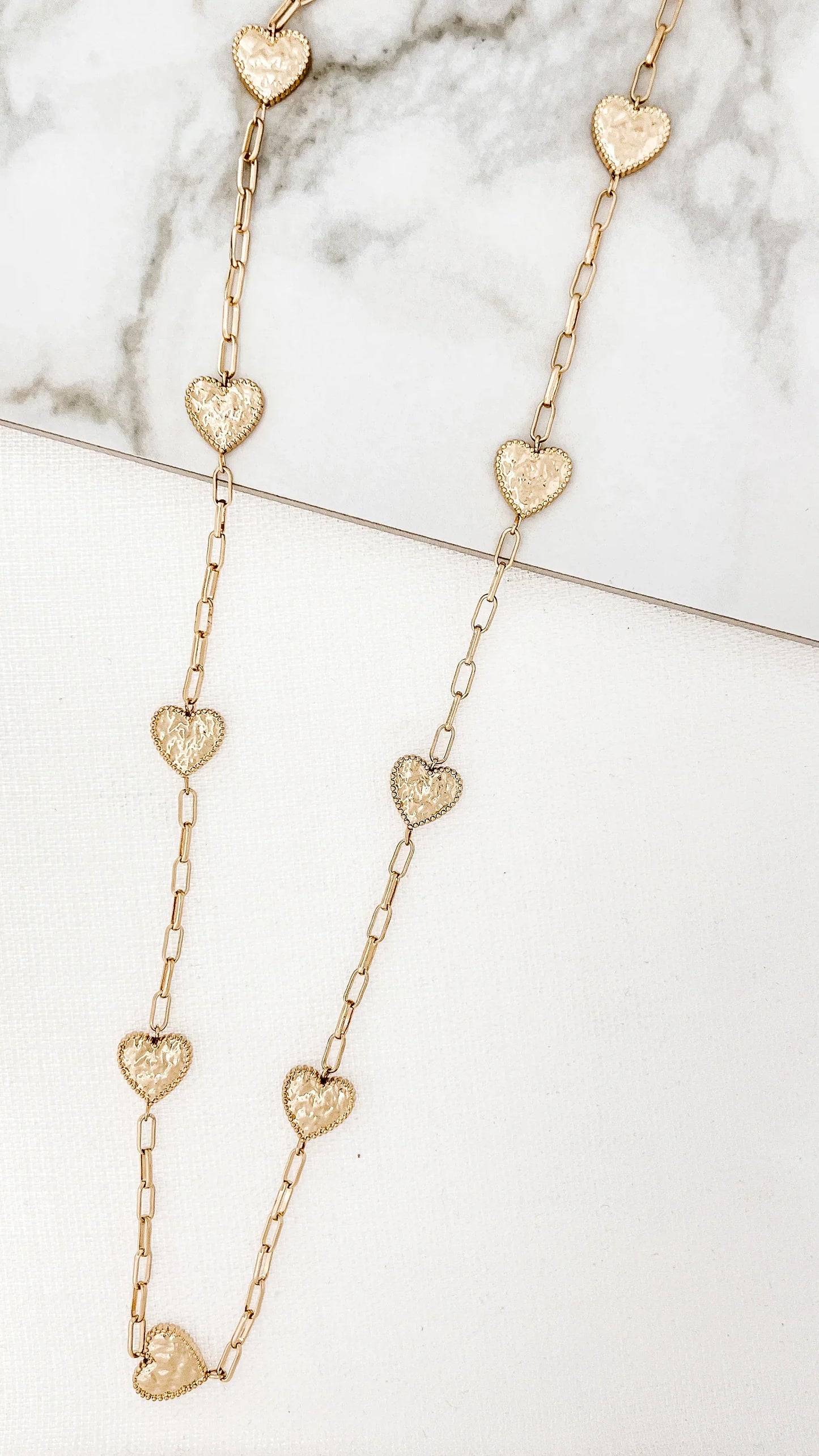 Envy long gold heart detail necklace