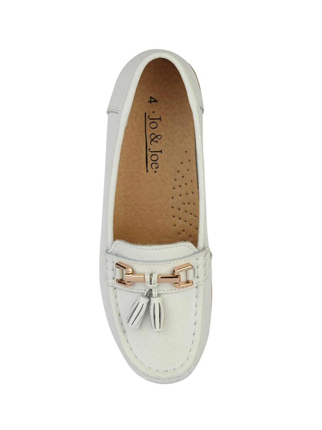 Jo & Joe Nautical wide fit leather white loafer 4-8