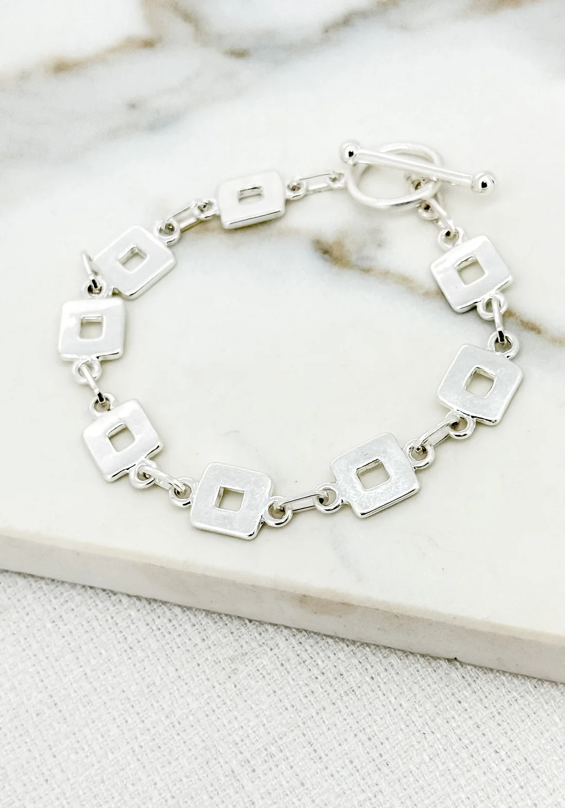 Envy silver T-bar bracelet with square links