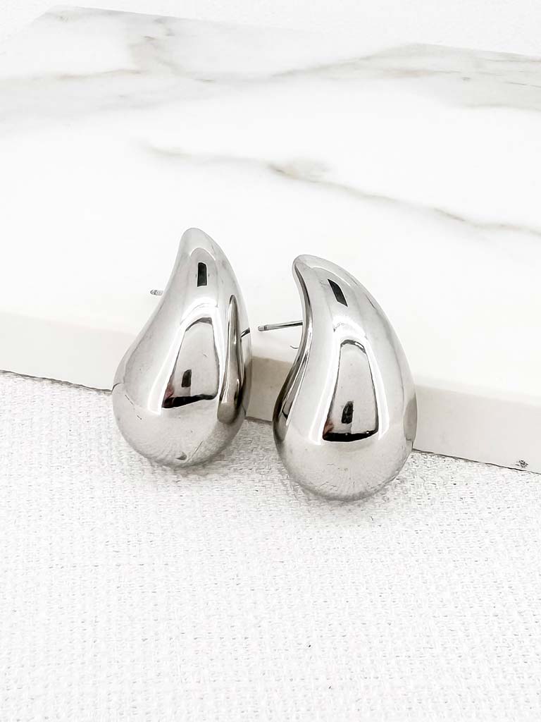 Envy large silver teardrop earrings