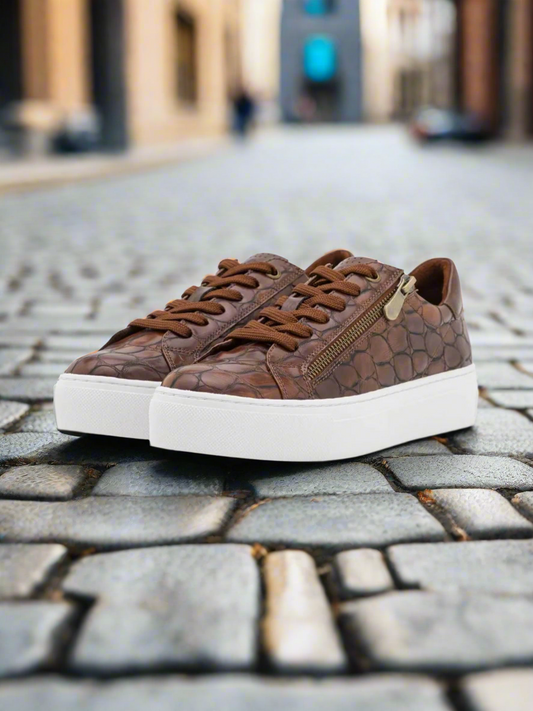 Marco Tozzi cognac platform trainer sizes 4-9