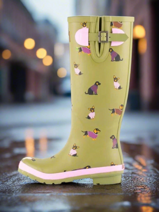 Lazy Dogz green Harper wellington boot 4-8