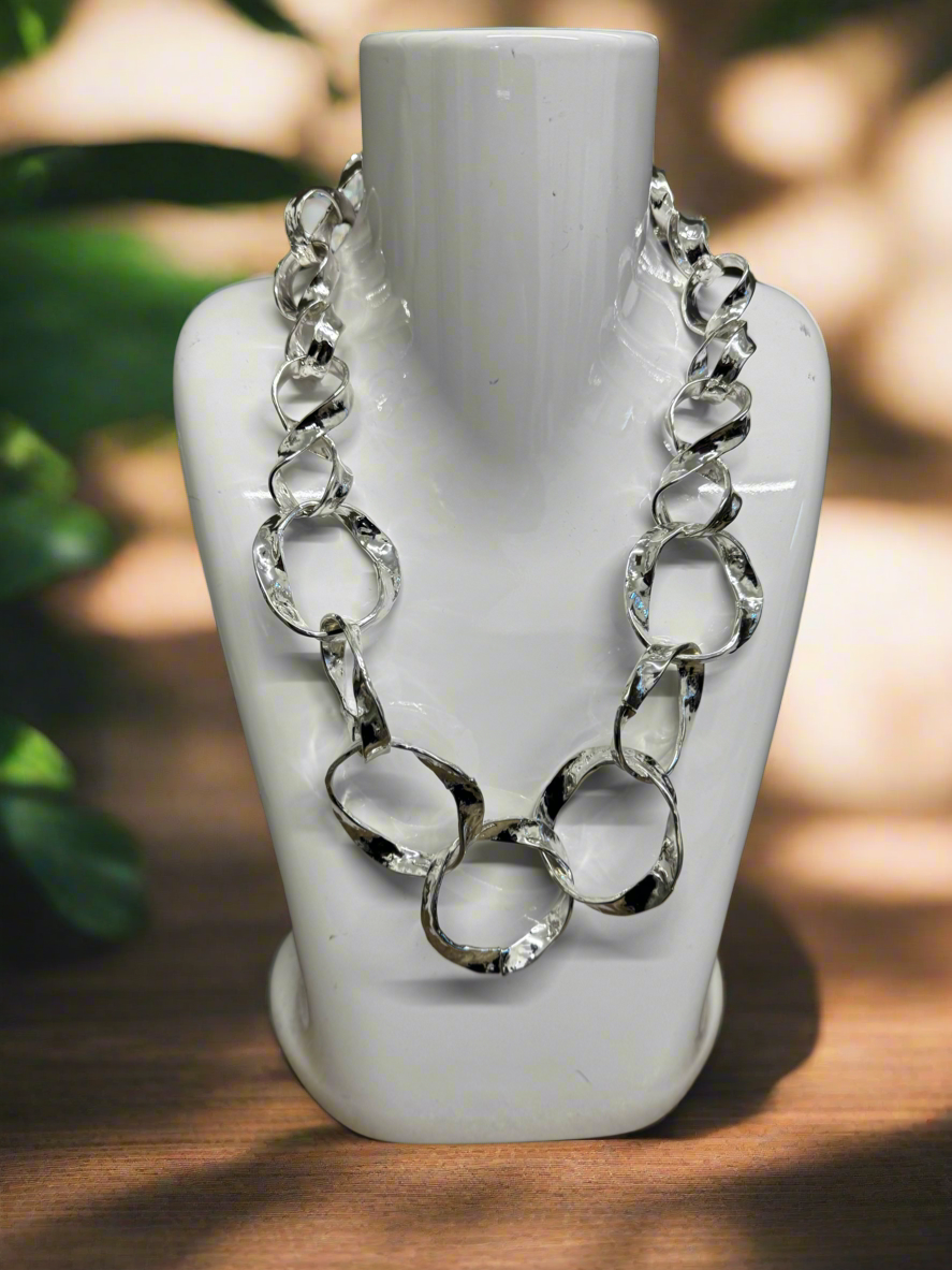 Chunky Silver Linked Necklace