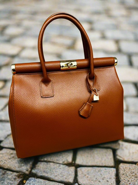 Sarah Tempest Italian tan padlock leather bag