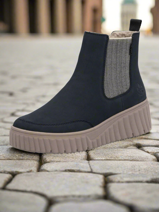 Rieker navy fleece lined Chelsea boots sizes 4-8