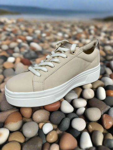 Tamaris beige nubuck leather wide fit trainers sizes 4-9