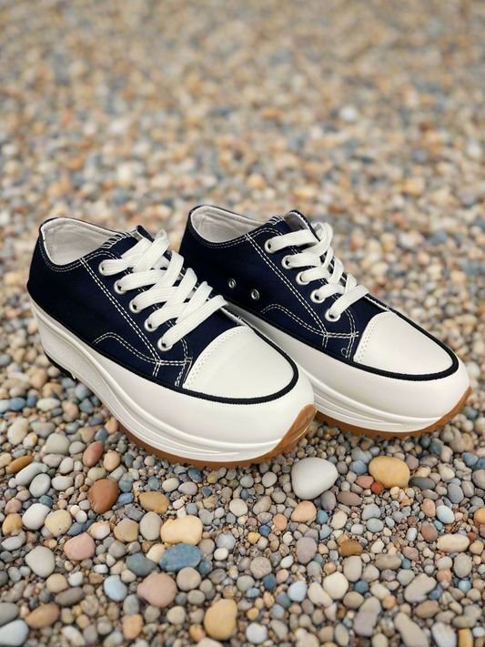 Navy Chunky lace up trainer sizes 3-8 (36-41)