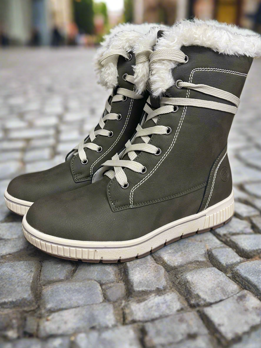 Khaki high top winter boots sizes 3-8