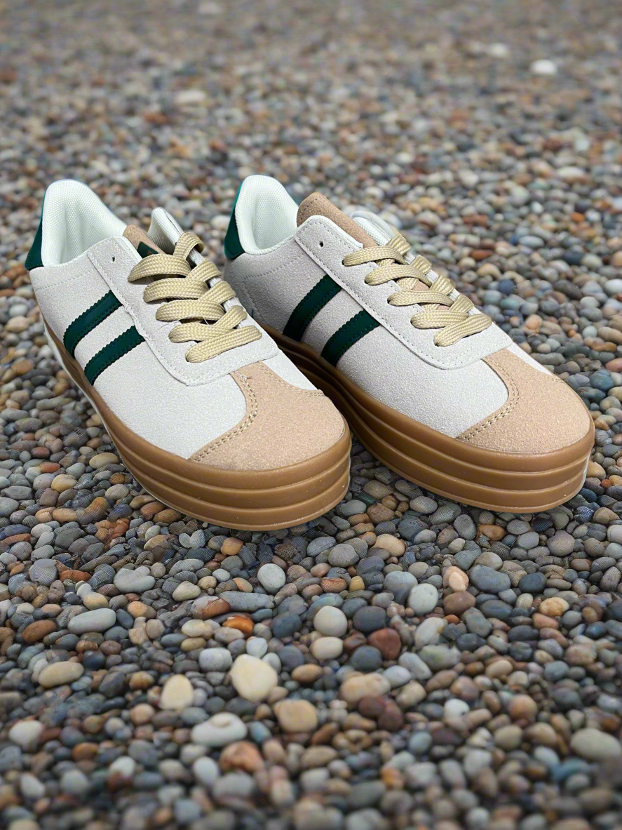 Dolly beige and green platform trainers sizes 3-8 (EU 36-41)