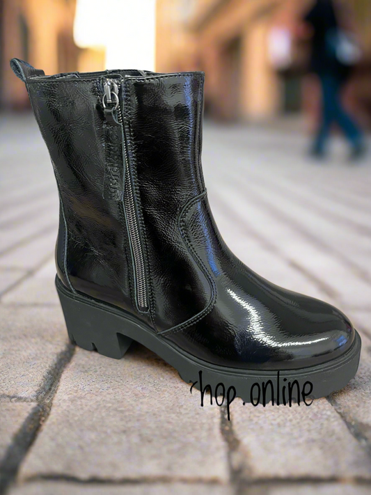 Waldlaufer Nira black patent leather ankle boot sizes 4-8