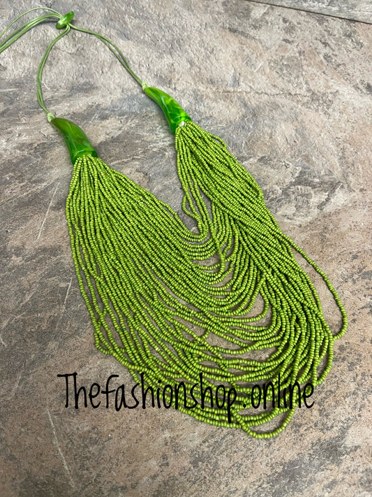 Green Multi Strand Beaded Necklace