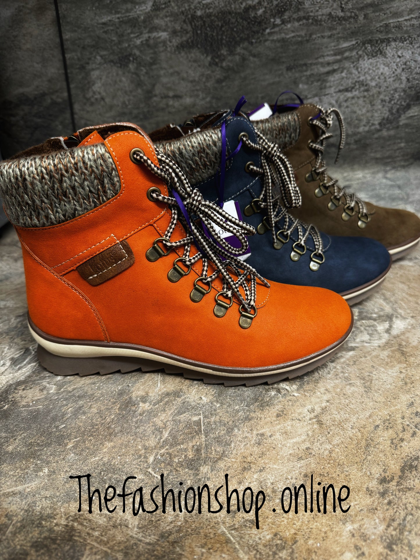 Lotus Libby orange ankle boot with side zip sizes 4-8