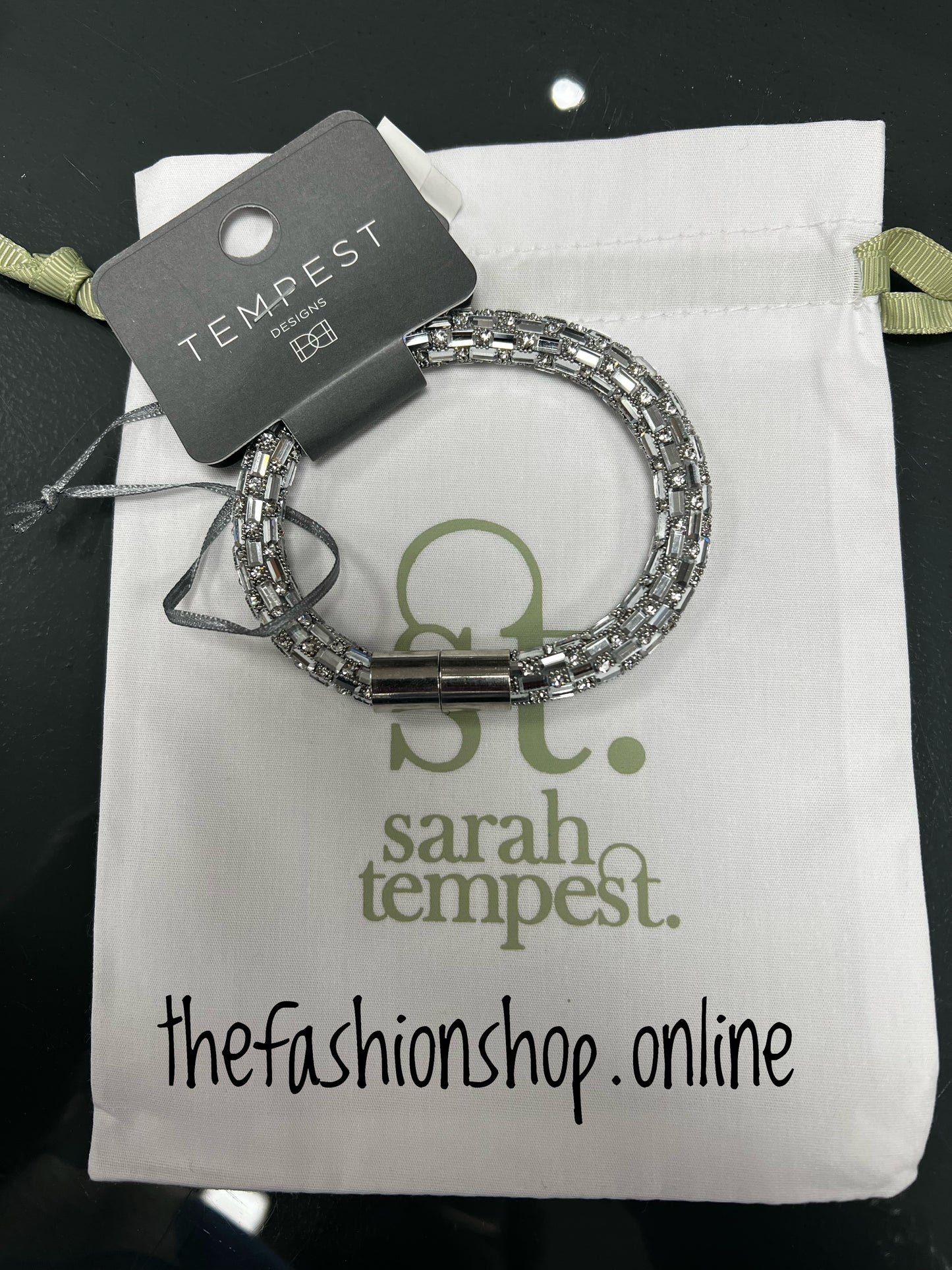 Sarah Tempest silver baguette bracelet with magnetic clasp