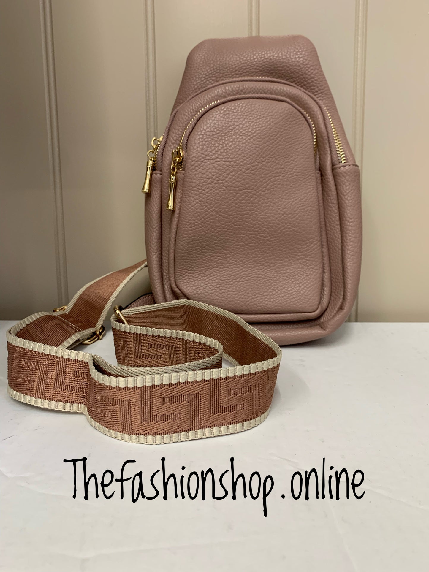 Double Zip sling bag in Pink