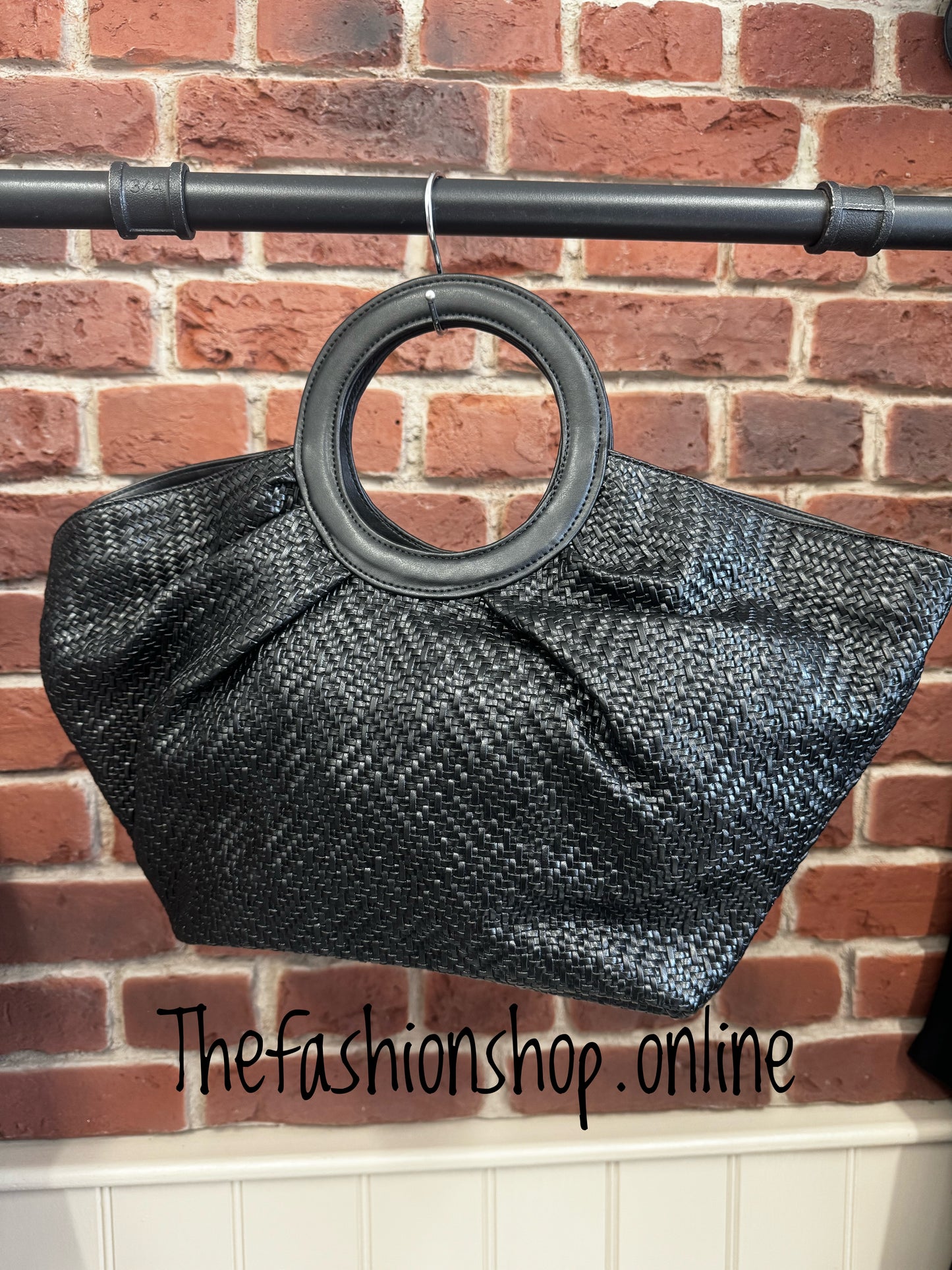 Black woven shopper bag