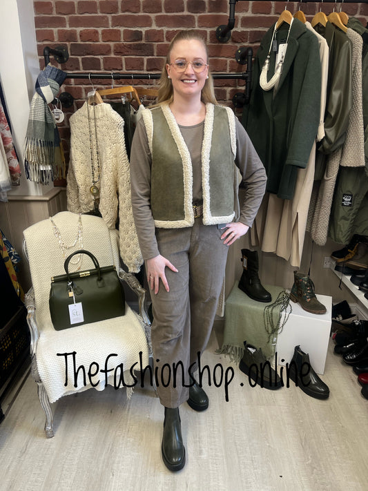 Khaki faux sheepskin gilet 8-16