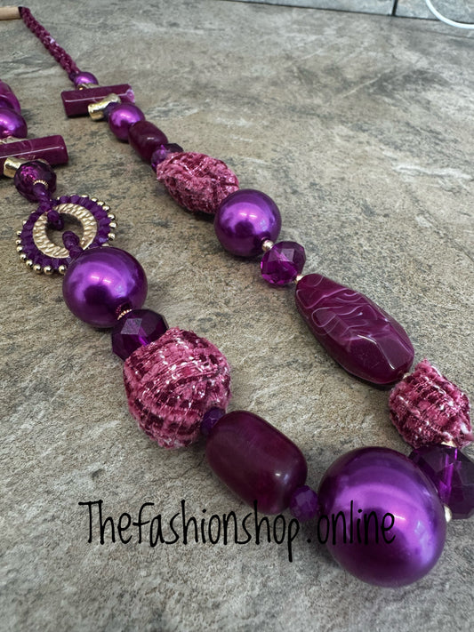 Magenta Toggle Statement Necklace