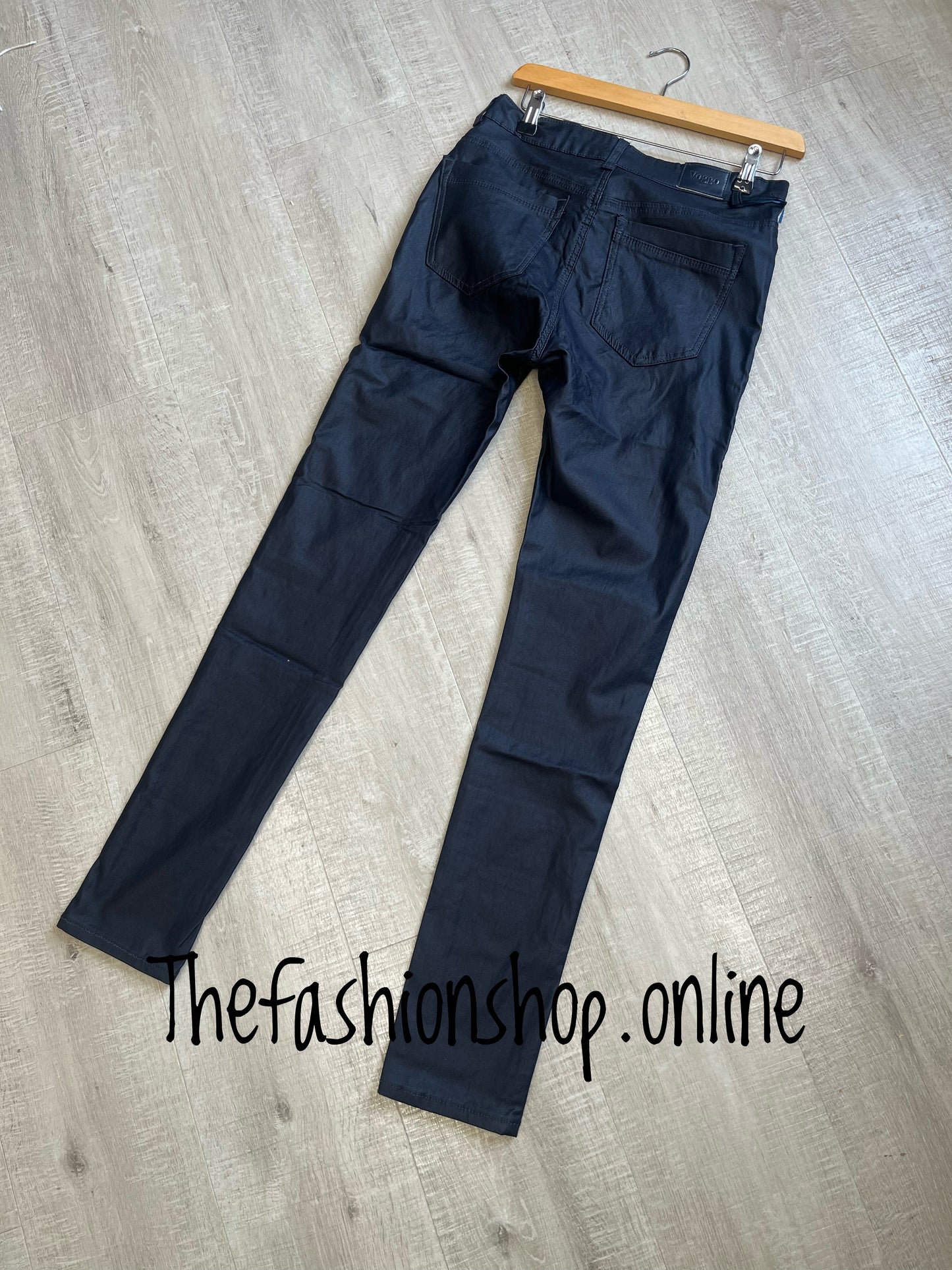 Premium navy matt leather look skinny jeans sizes 8-16