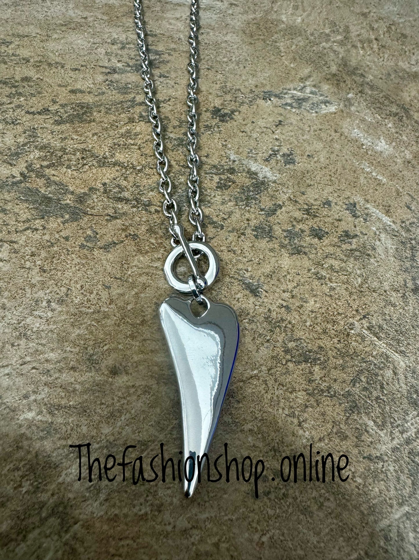 D&X silver plated shaped heart necklace