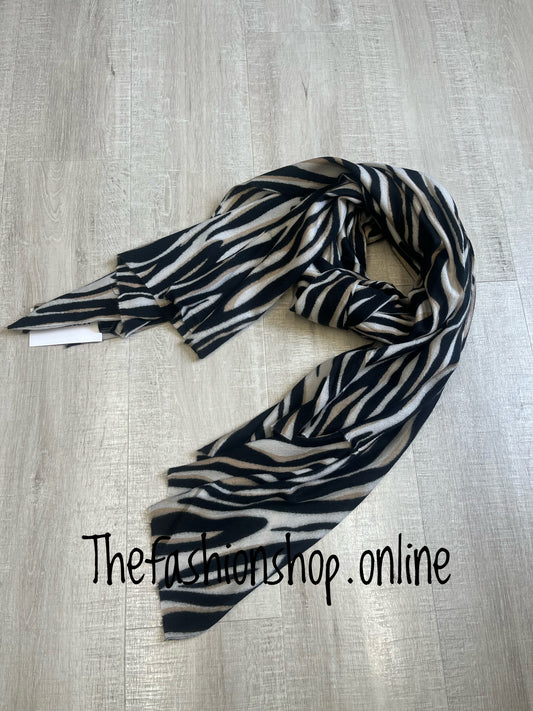 Zebra print brushed scarf