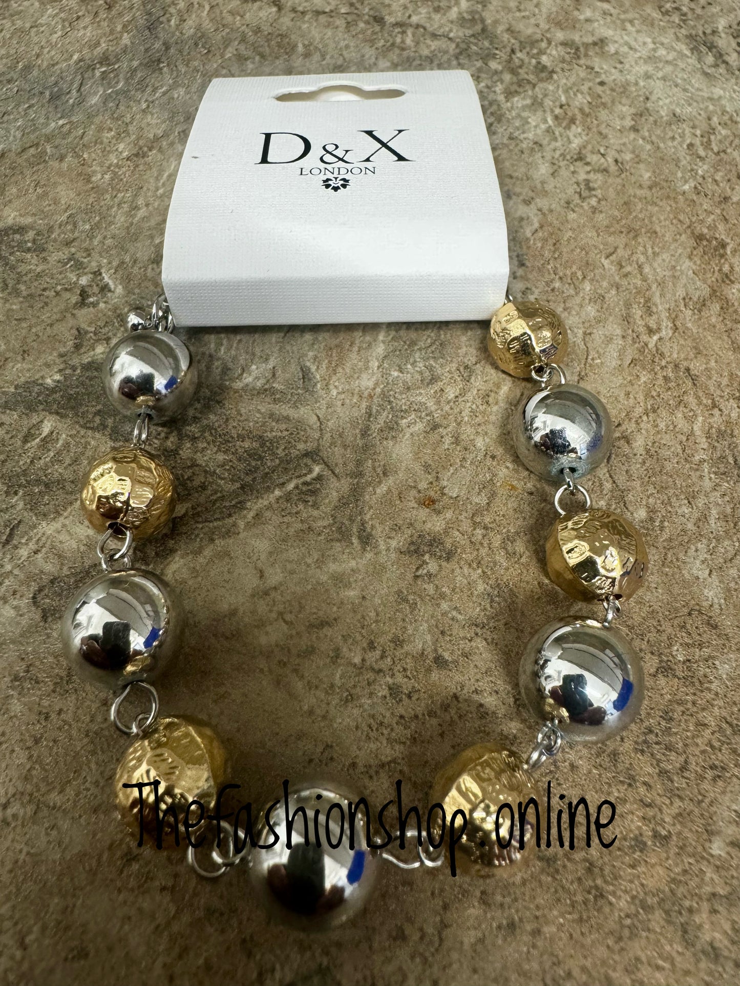 D&X silver plated two tone ball bracelet