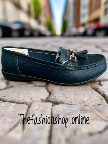 Jo & Joe Nautical wide fit dark navy leather loafer sizes 4-8