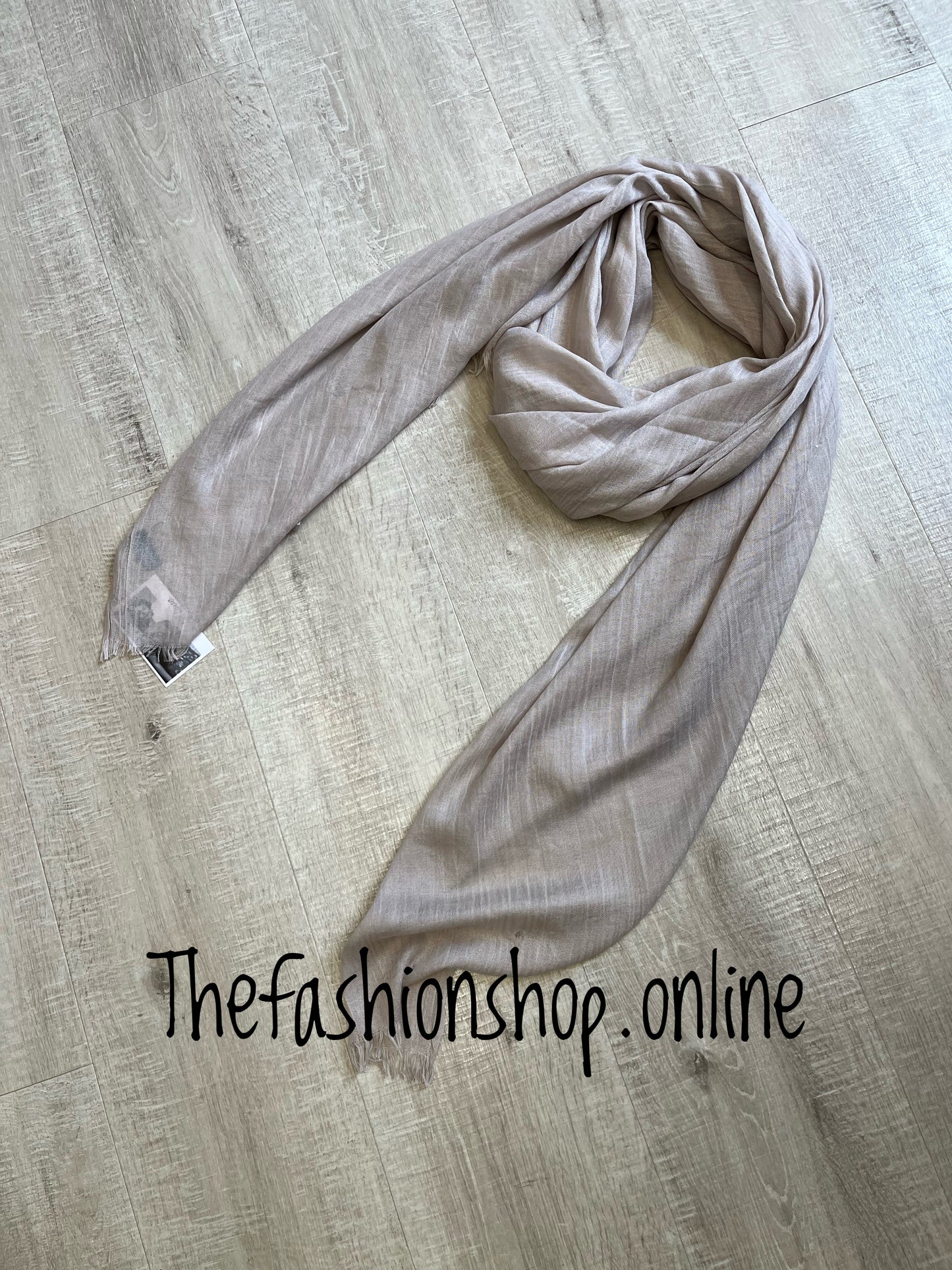 Beige frayed edge scarf