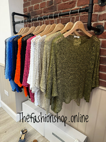 Khaki popcorn open knit top 10-20