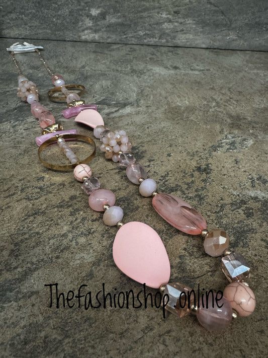 Pretty in pink clusters and gold necklace