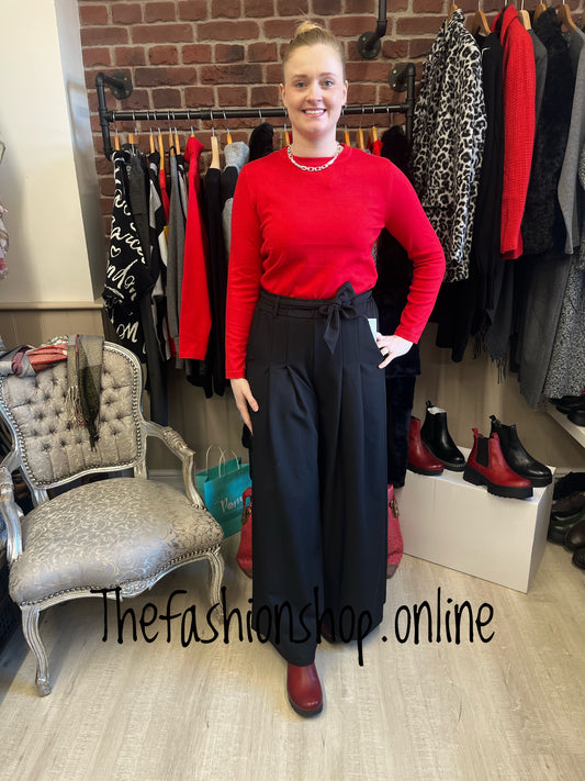 Black wide leg belted trousers 8-10 and 12-14