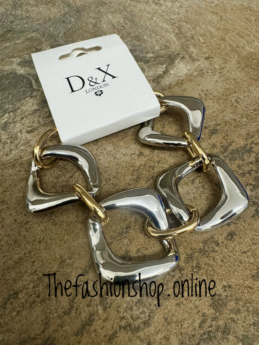 D&X silver plated two tone linked bracelet