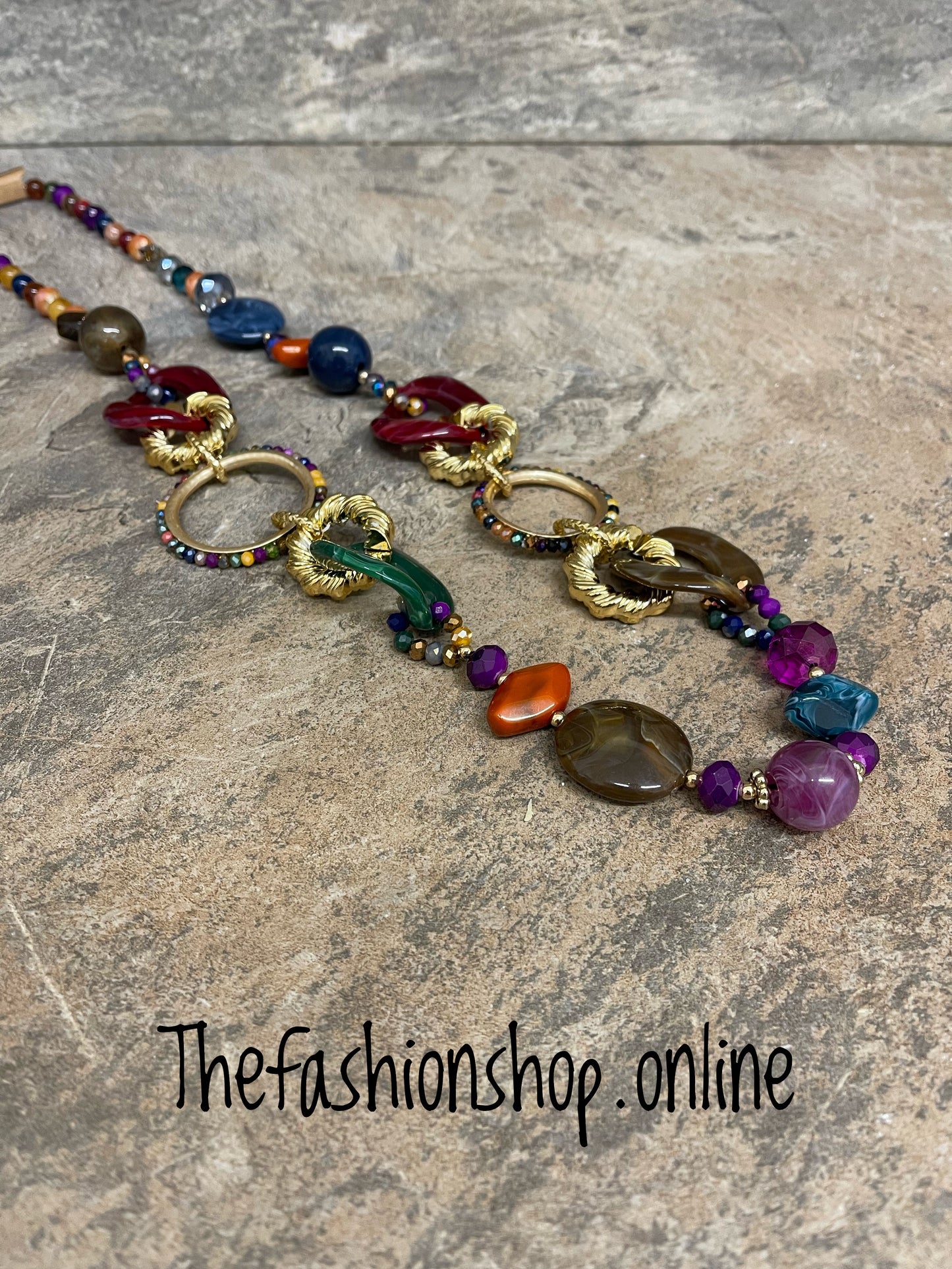 Gold and multicoloured chunky necklace