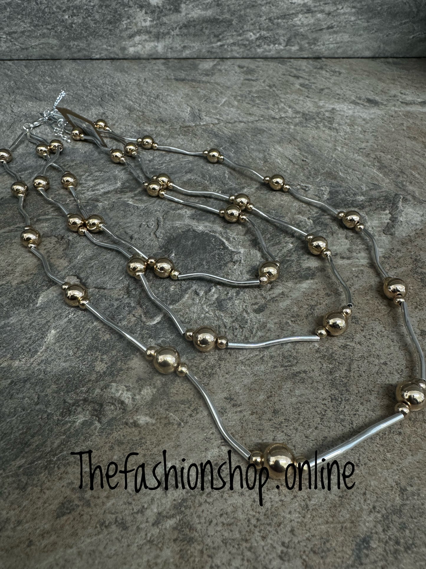 Multi-Strand Silver and Gold Necklace