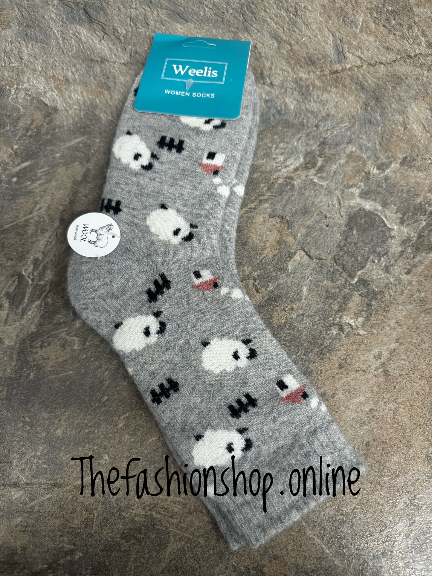 Grey wool mix sheep socks 3-8