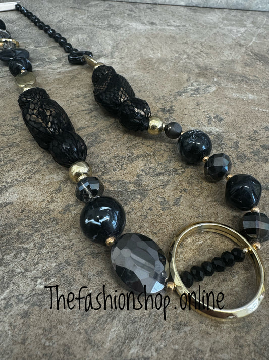 Opulent Gold and Black statement necklace
