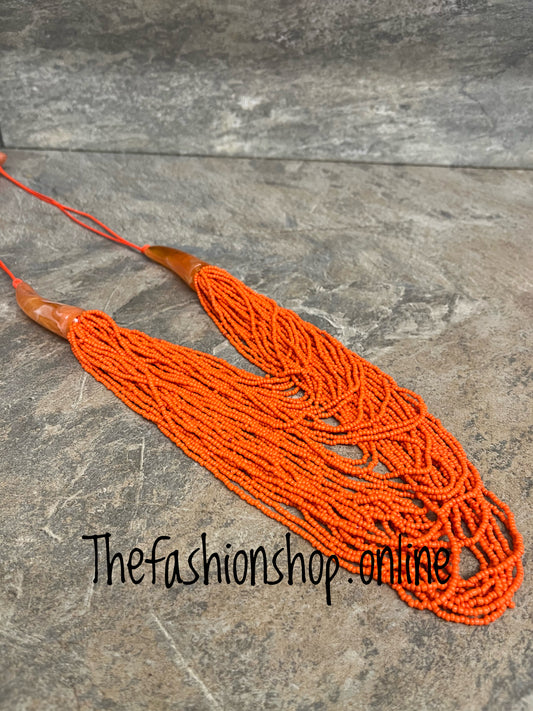 Orange Multi Strand Beaded Necklace