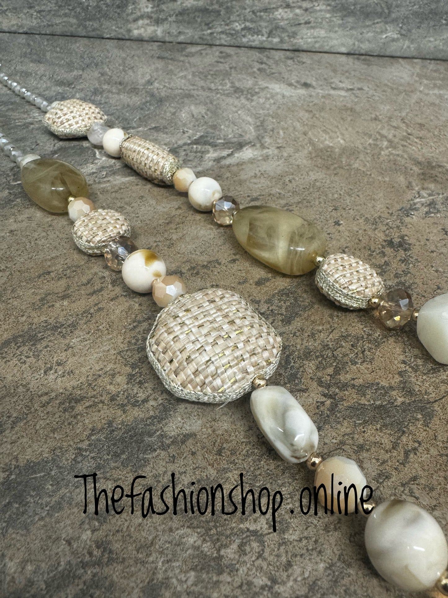 Stone Beige and Fabric necklace