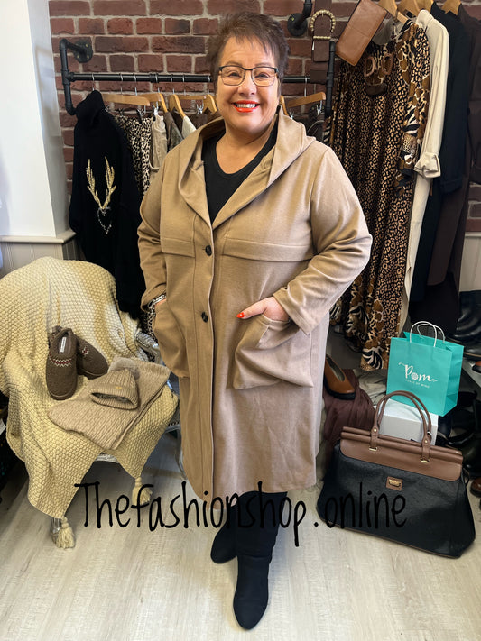 Callie Camel large pockets jacket 12-22