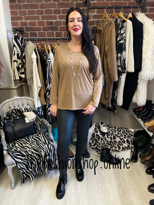 Camel round neck layering top 14-18