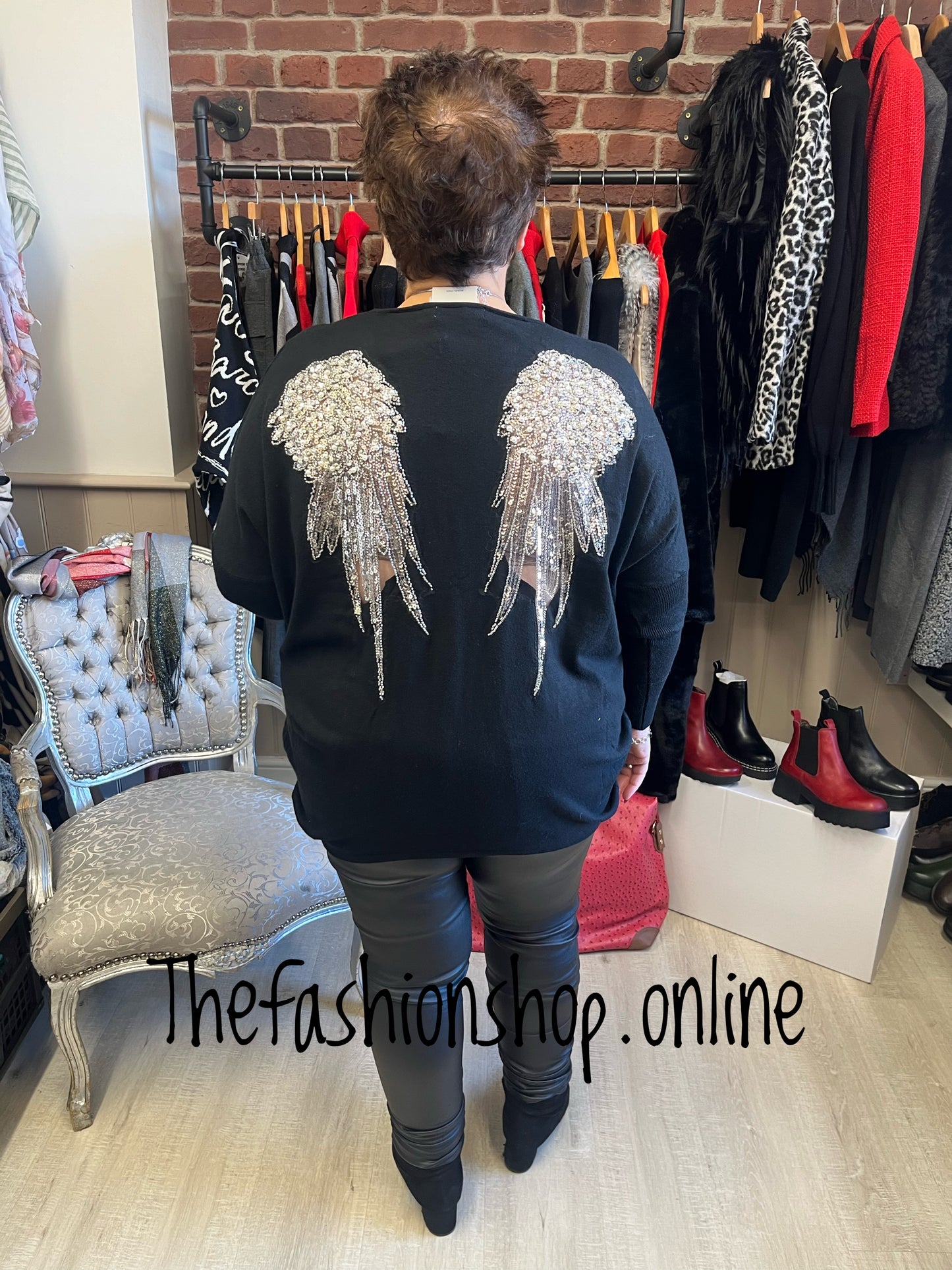 Sarah Tempest black angel wings jumper 12-20