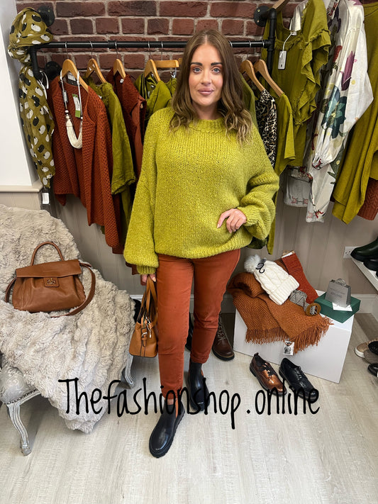 Olive balloon sleeve jumper 10-16