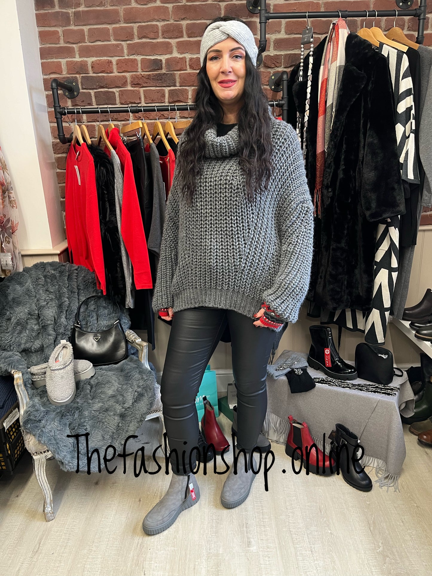 Charcoal chunky wool mix jumper 10-16