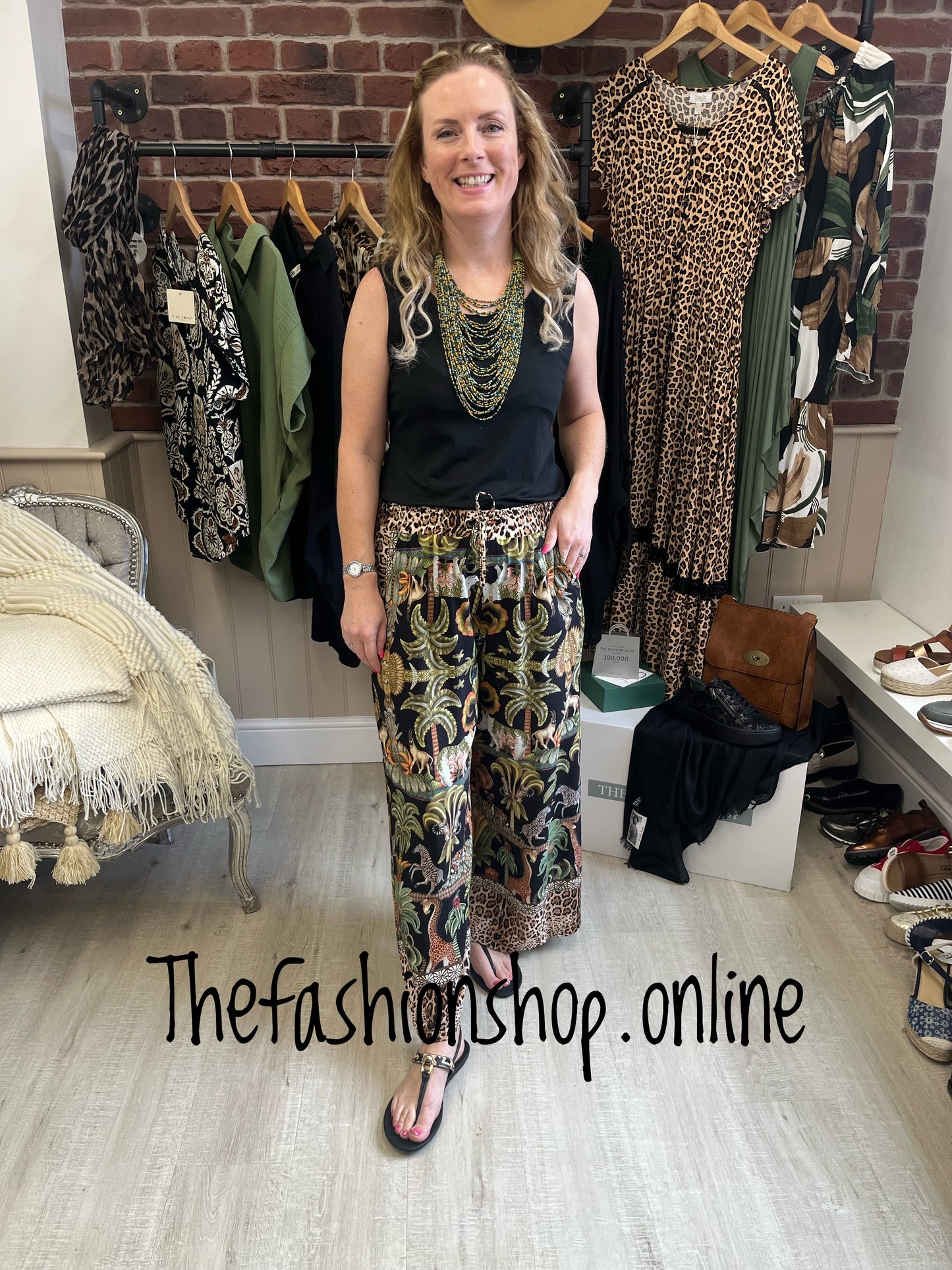 Black safari wide leg trousers 8-14