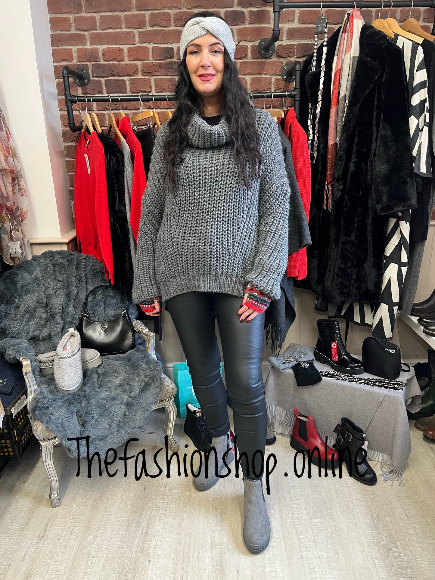 Charcoal chunky wool mix jumper 10-16