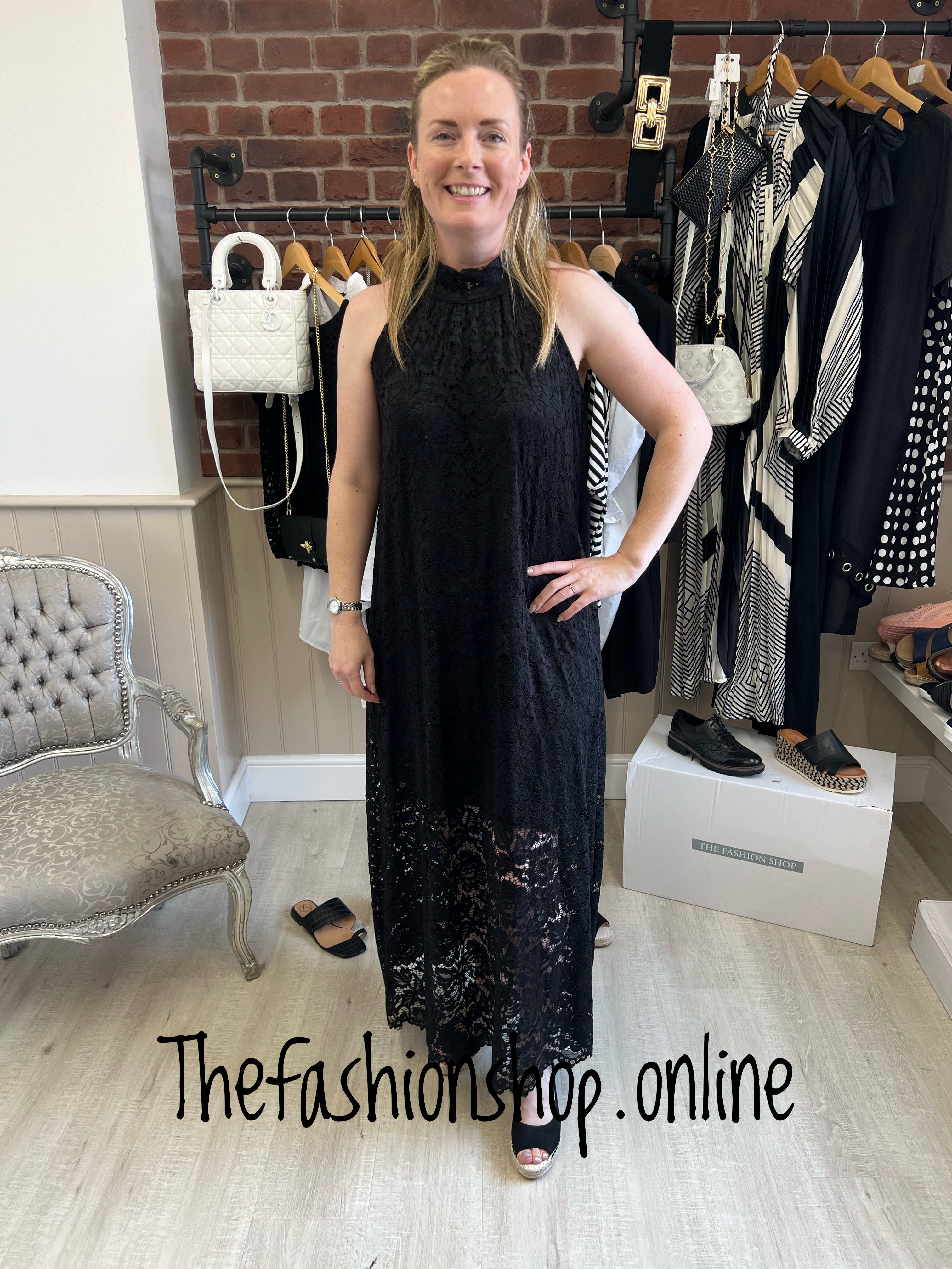 Black lace maxi dress 8 14 The Fashion Shop