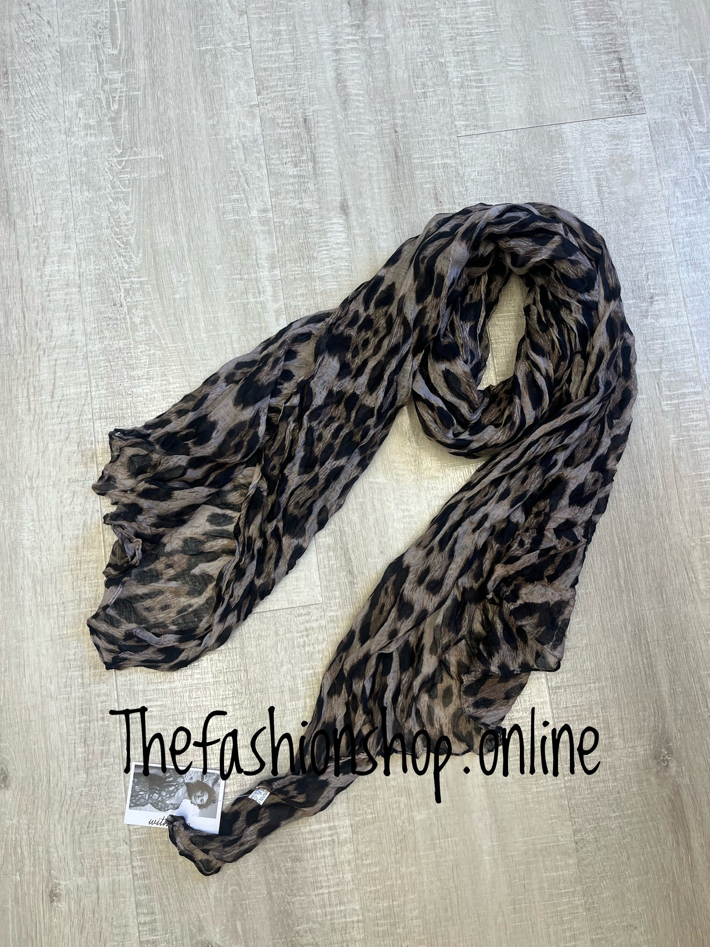 Brown leopard print lightweight scarf